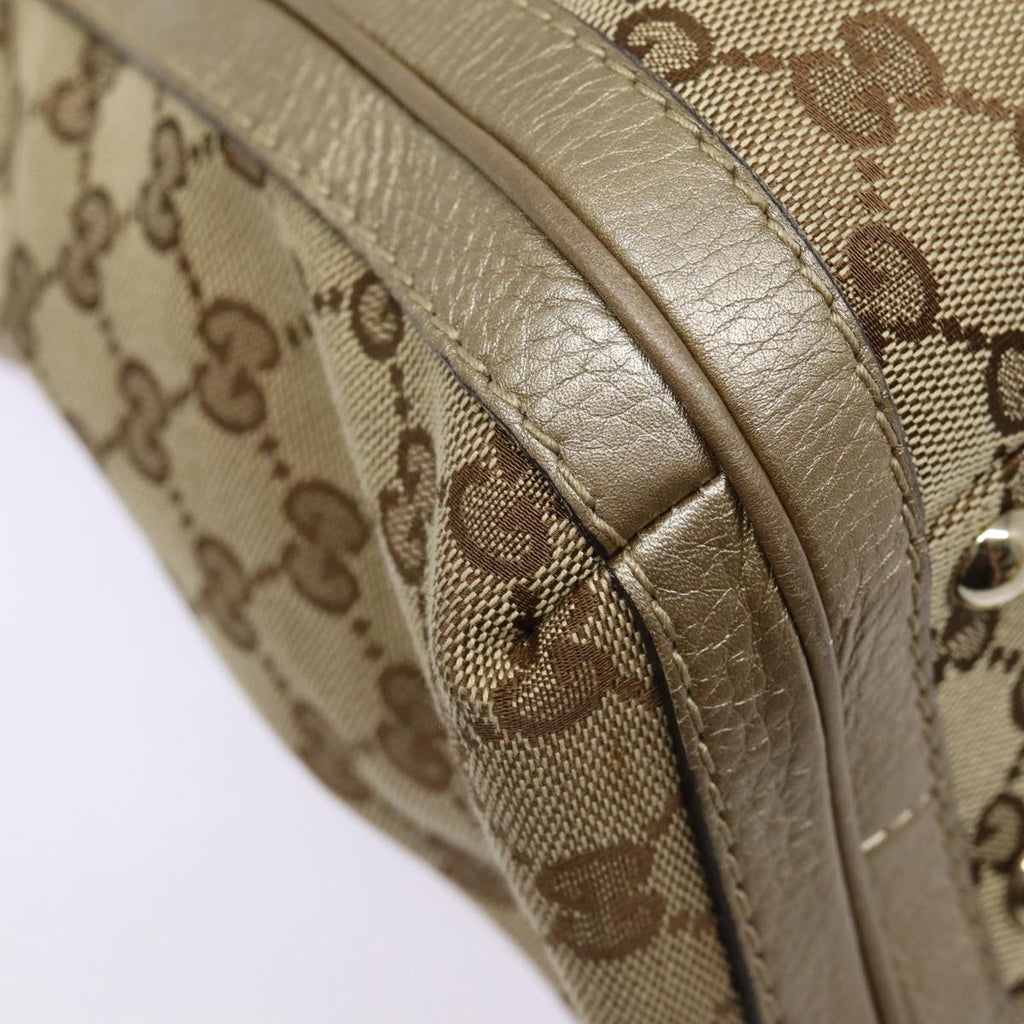 GUCCI GG Canvas Hand Bag Bamboo 2way Beige Gold 282300 87767
