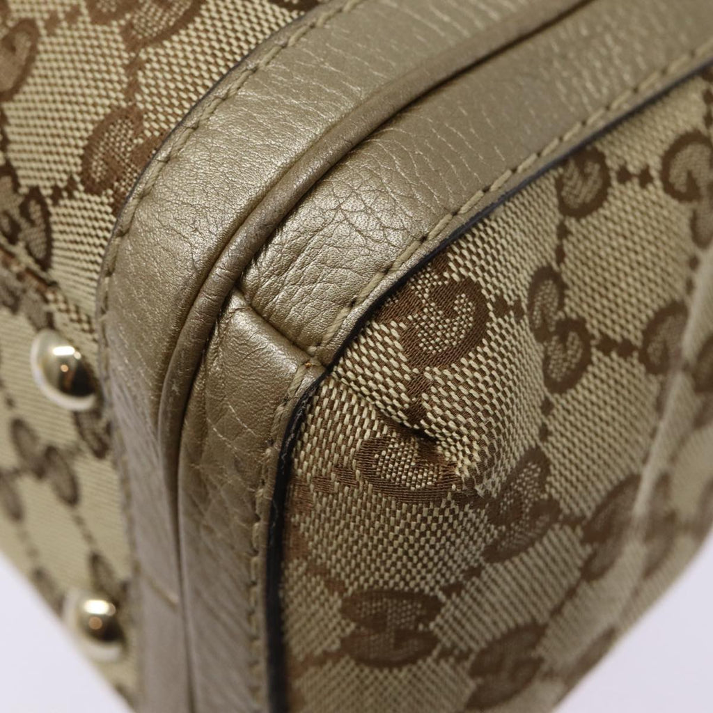 GUCCI GG Canvas Hand Bag Bamboo 2way Beige Gold 282300 87767
