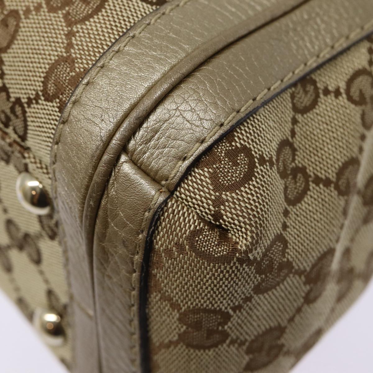 GUCCI GG Canvas Hand Bag Bamboo 2way Beige Gold 282300 87767