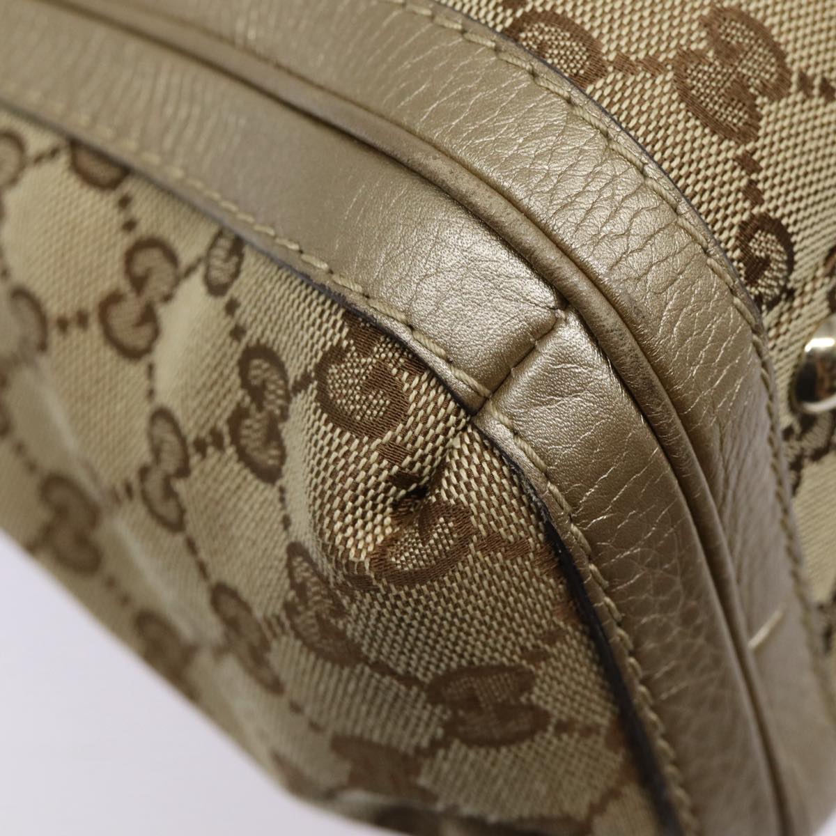 GUCCI GG Canvas Hand Bag Bamboo 2way Beige Gold 282300 87767