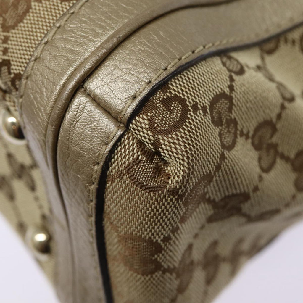 GUCCI GG Canvas Hand Bag Bamboo 2way Beige Gold 282300 87767