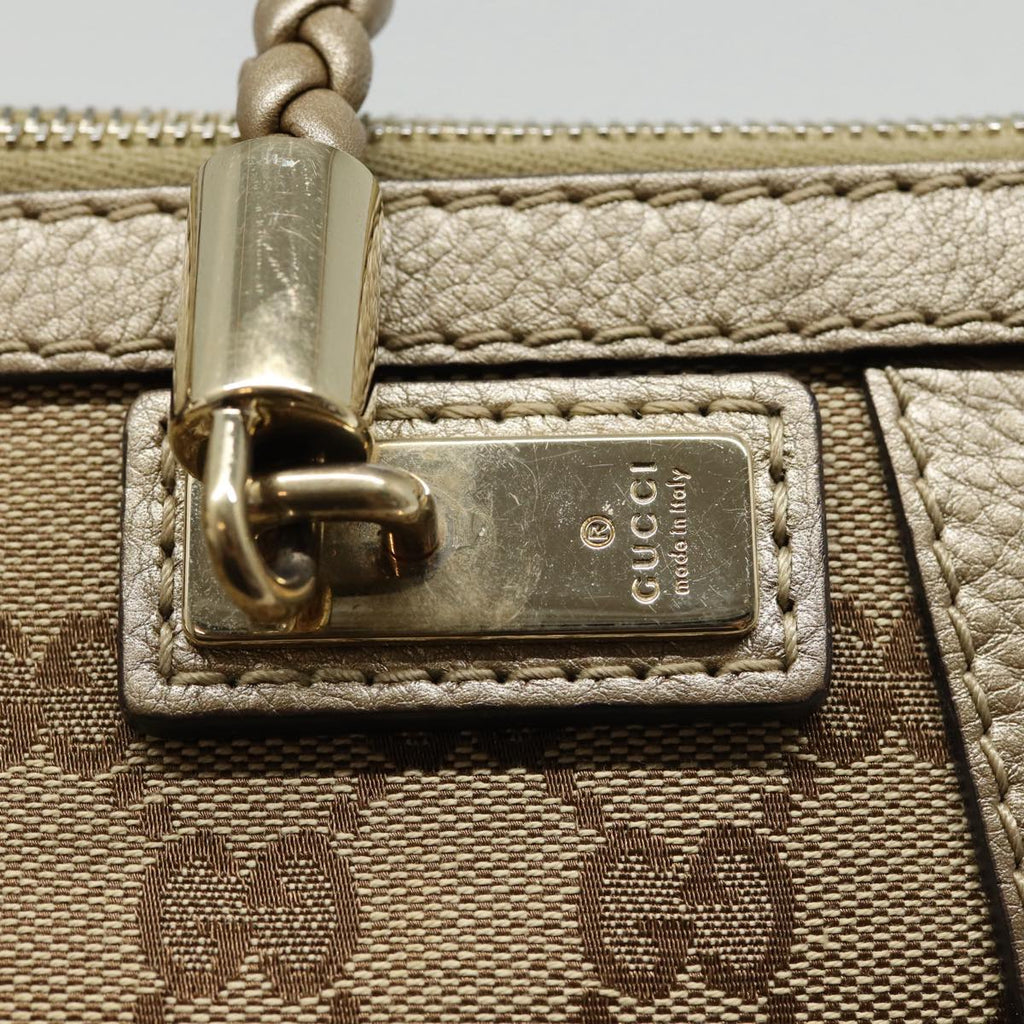 GUCCI GG Canvas Hand Bag Bamboo 2way Beige Gold 282300 87767