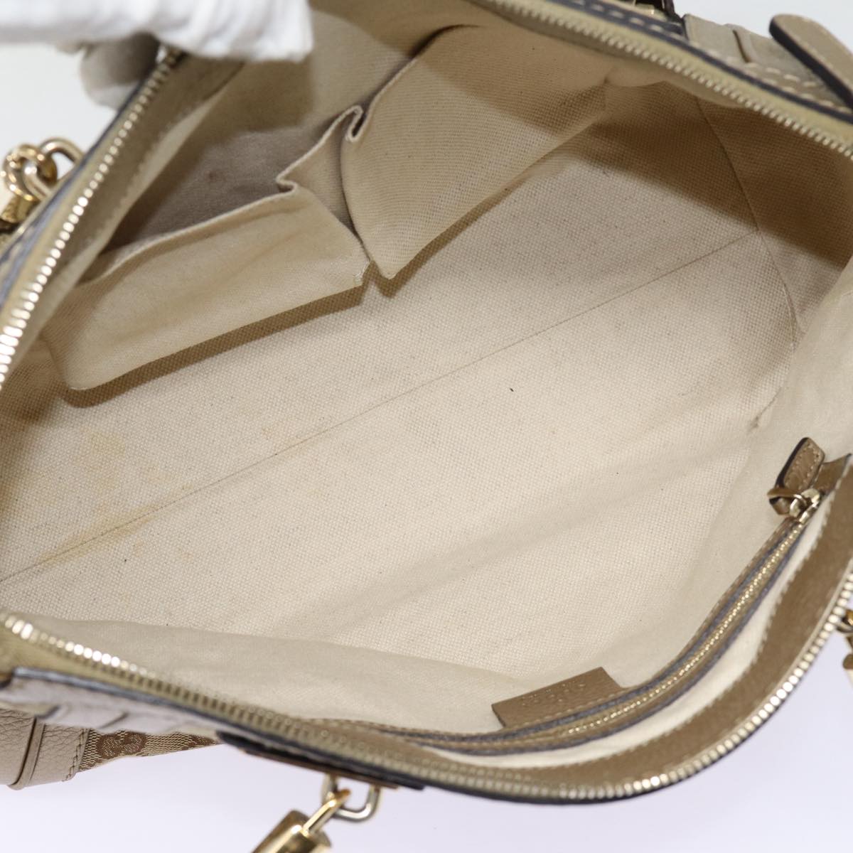 GUCCI GG Canvas Hand Bag Bamboo 2way Beige Gold 282300 87767