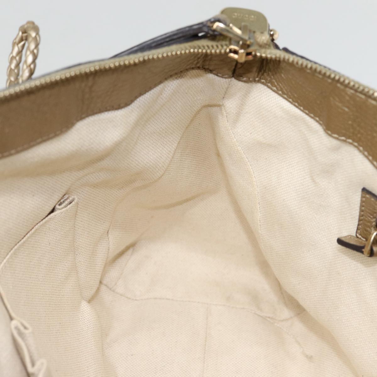 GUCCI GG Canvas Hand Bag Bamboo 2way Beige Gold 282300 87767