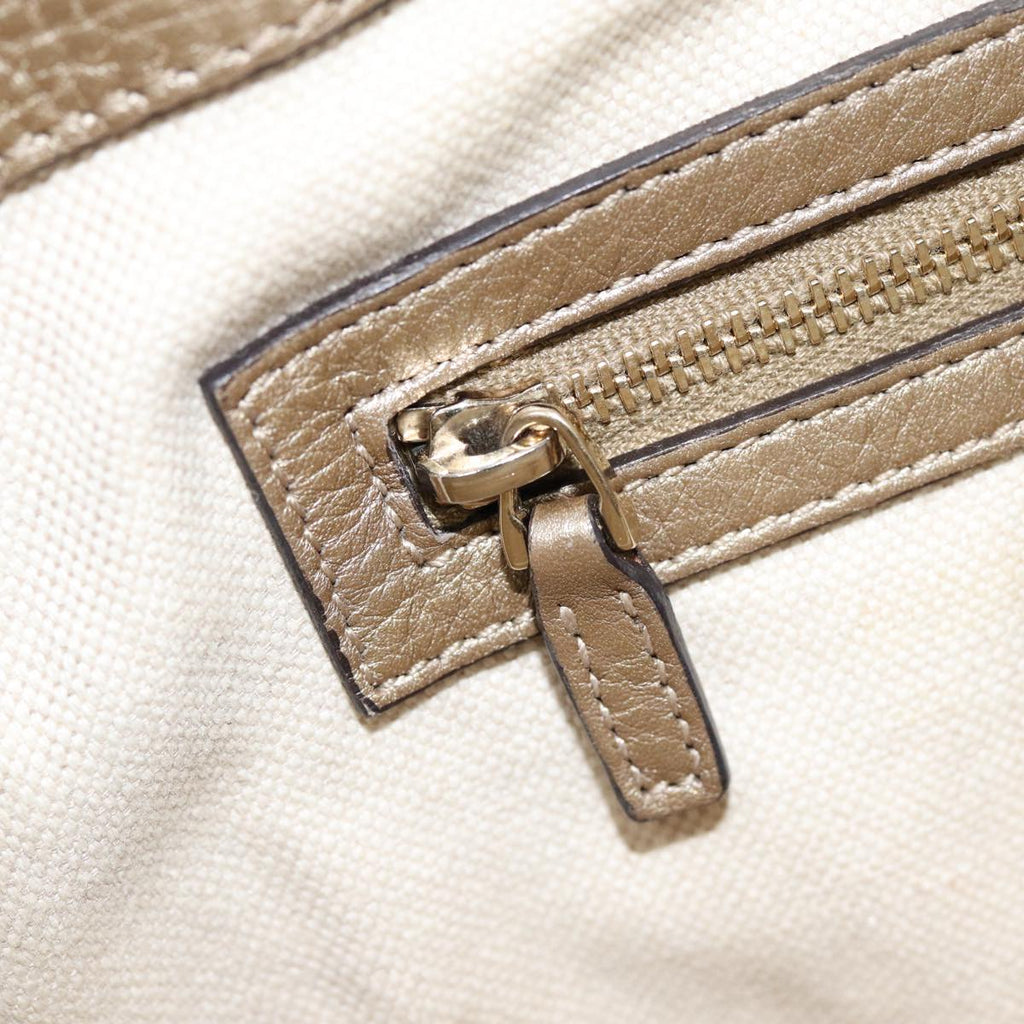 GUCCI GG Canvas Hand Bag Bamboo 2way Beige Gold 282300 87767