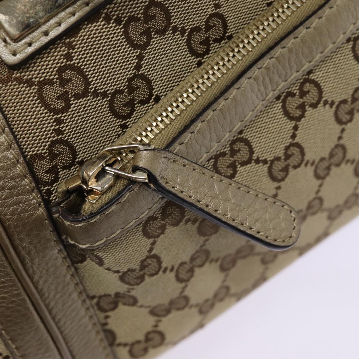 GUCCI GG Canvas Hand Bag Bamboo 2way Beige Gold 282300 87767
