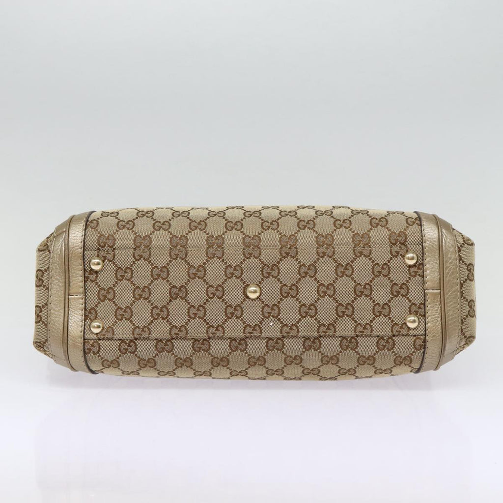 GUCCI GG Canvas Hand Bag Bamboo 2way Beige Gold 282300 87767