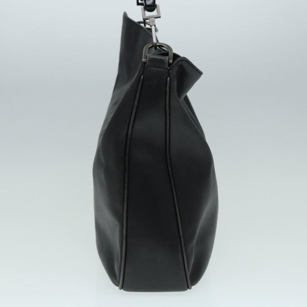 GUCCI Bamboo Shoulder Bag Leather 2way Black Silver 0011577 87779