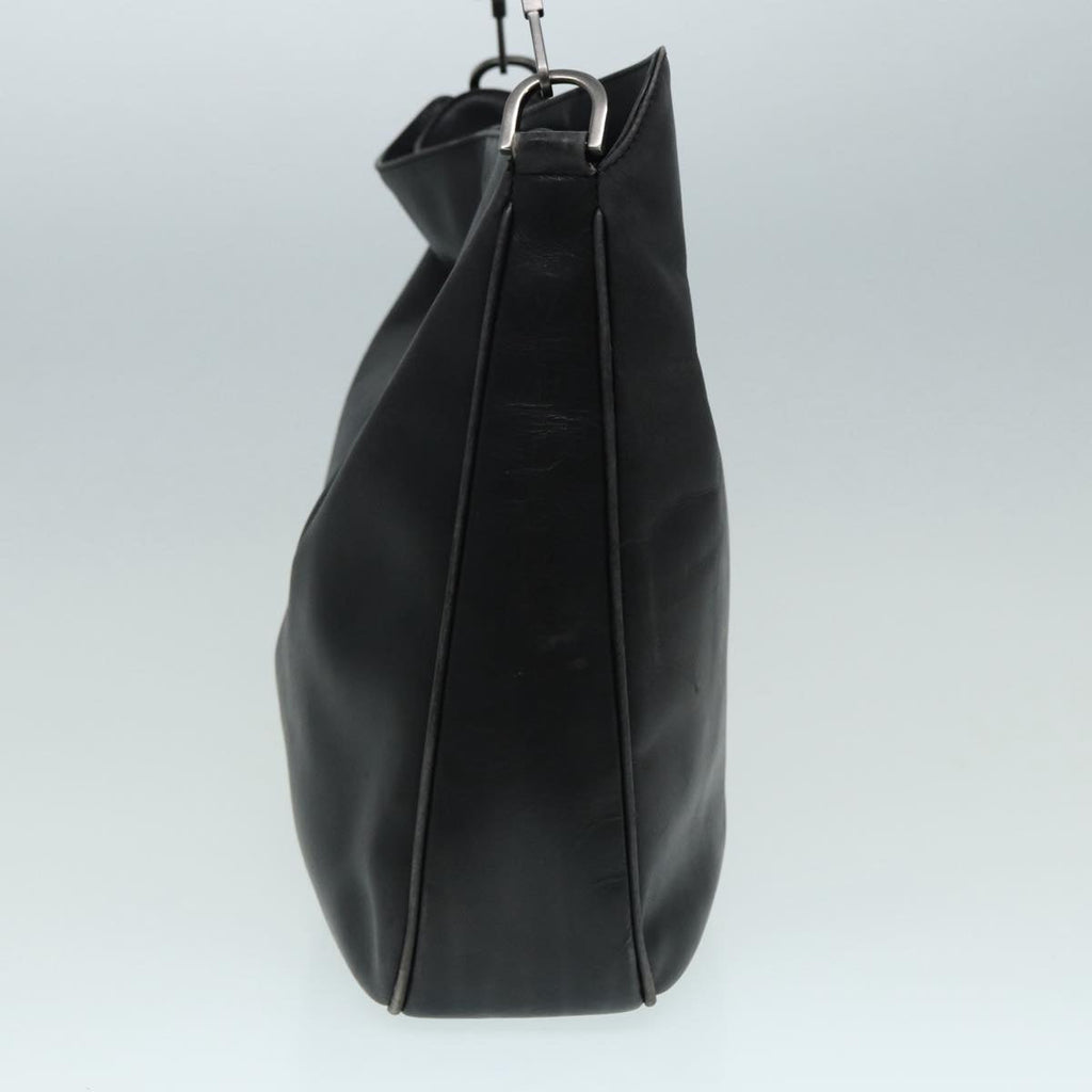 GUCCI Bamboo Shoulder Bag Leather 2way Black Silver 0011577 87779
