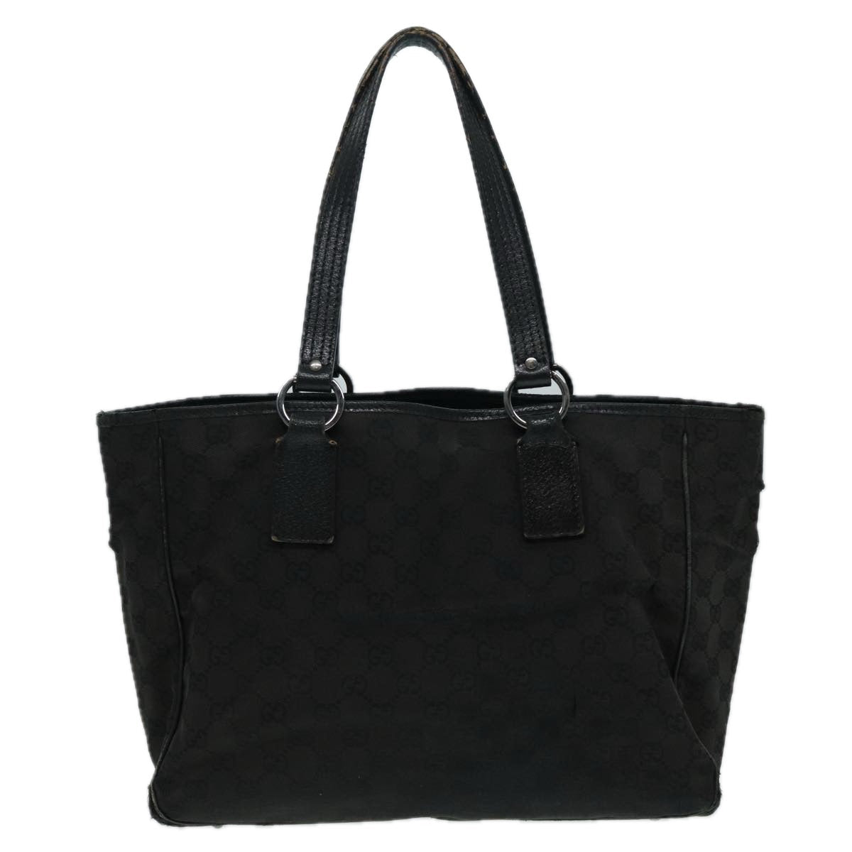GUCCI GG Canvas Shoulder Bag Black Silver 113017 002404 87780