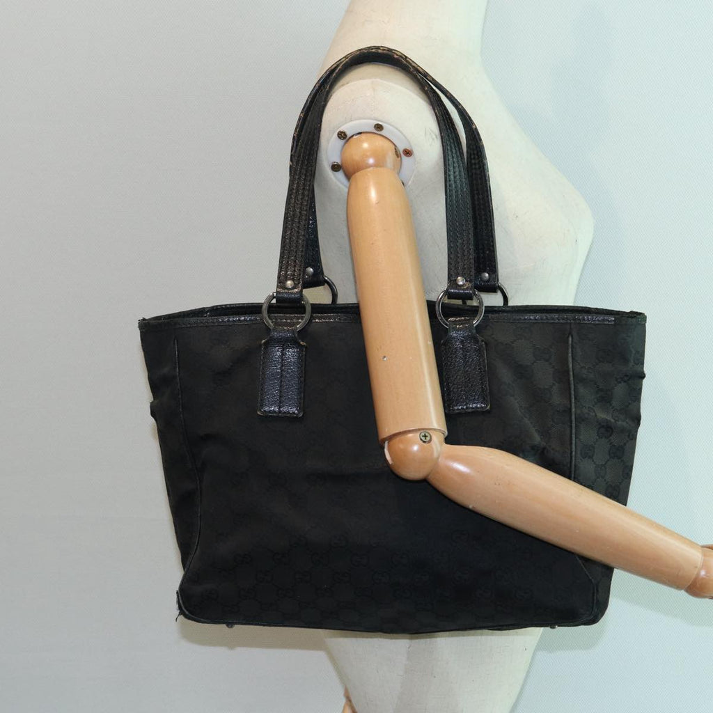 GUCCI GG Canvas Shoulder Bag Black Silver 113017 002404 87780