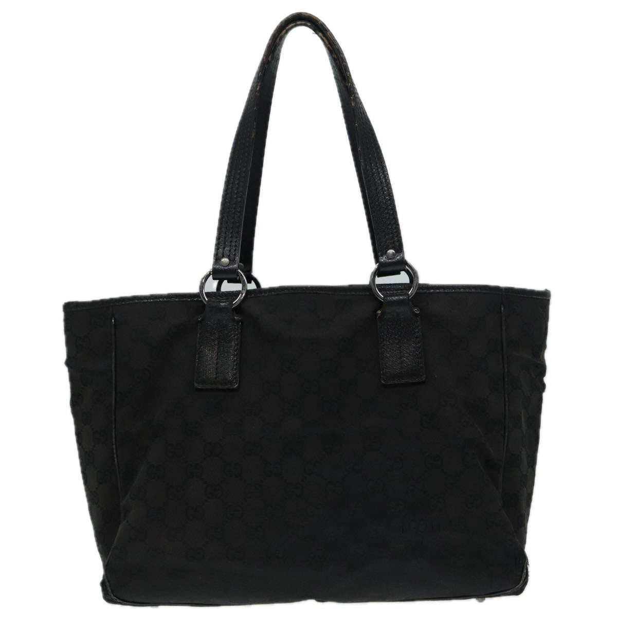 GUCCI GG Canvas Shoulder Bag Black Silver 113017 002404 87780