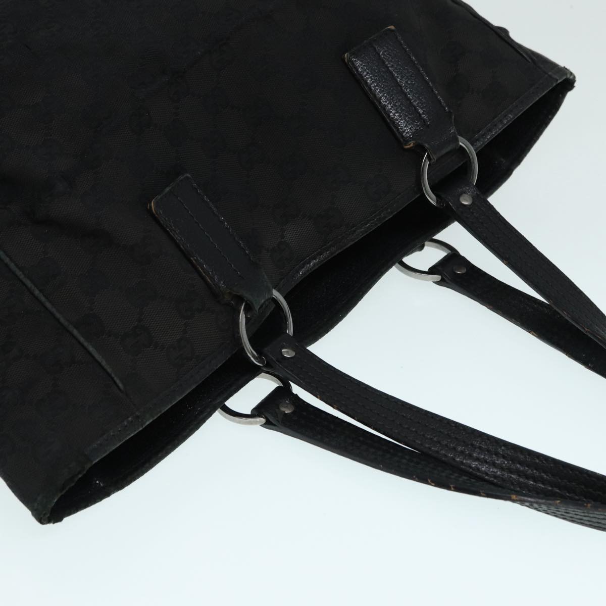 GUCCI GG Canvas Shoulder Bag Black Silver 113017 002404 87780
