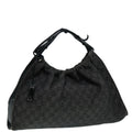 GUCCI GG Canvas Hand Bag Black Silver 76554 87781