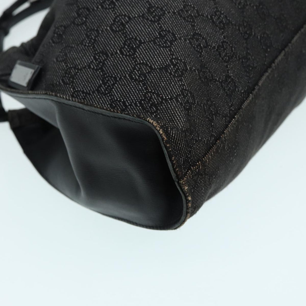GUCCI GG Canvas Hand Bag Black Silver 76554 87781
