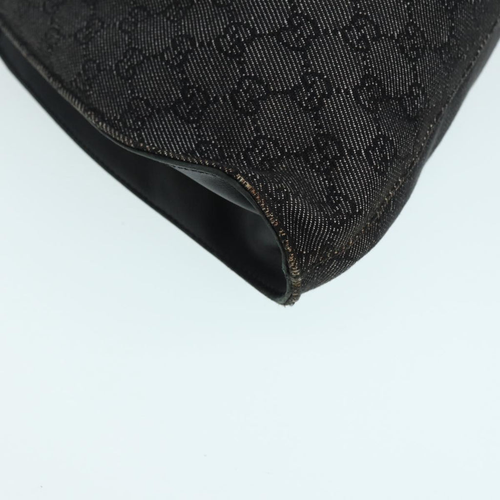 GUCCI GG Canvas Hand Bag Black Silver 76554 87781