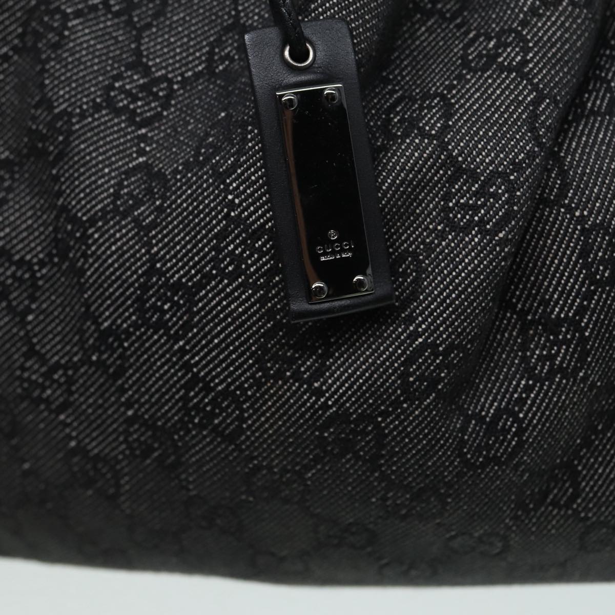 GUCCI GG Canvas Hand Bag Black Silver 76554 87781