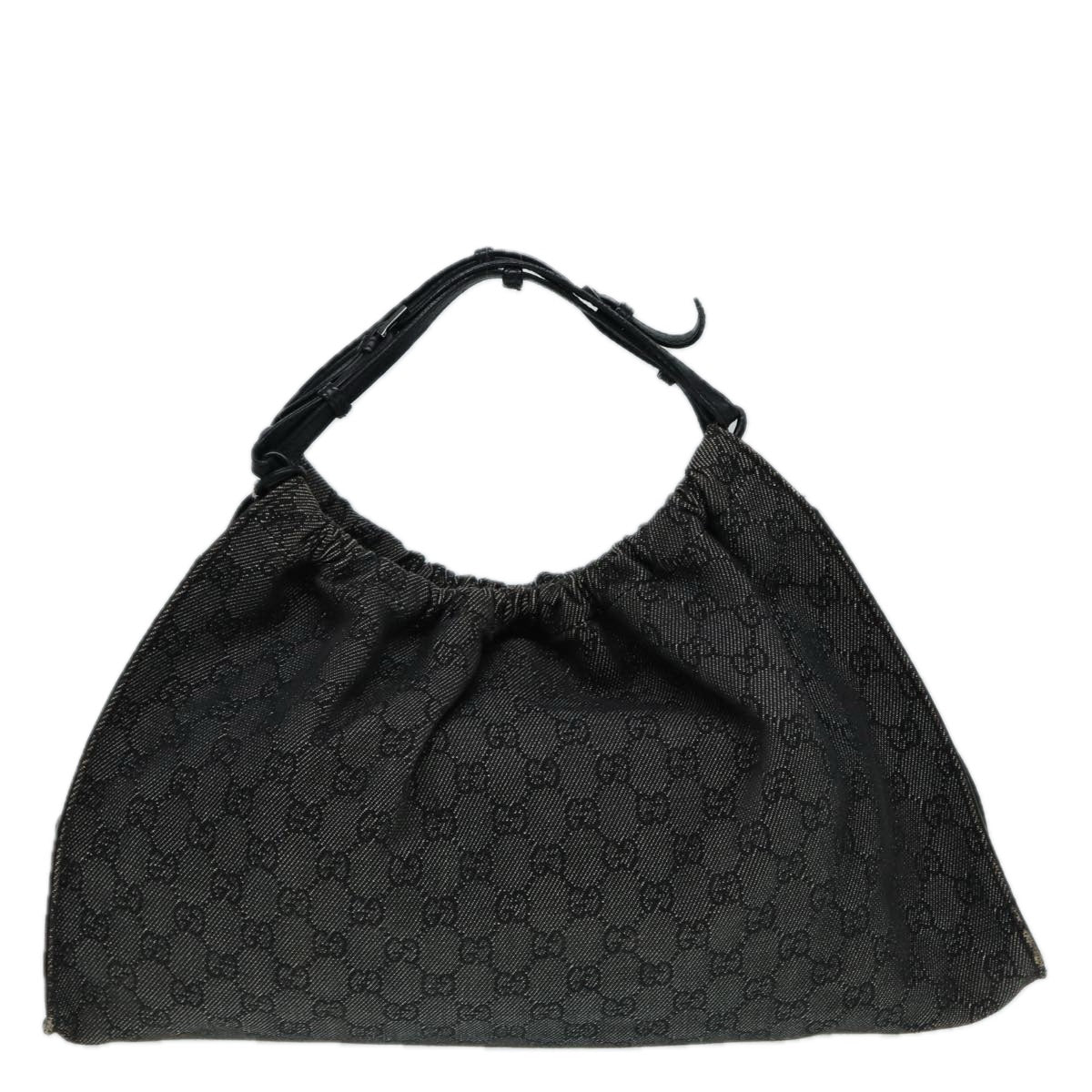 GUCCI GG Canvas Hand Bag Black Silver 76554 87781
