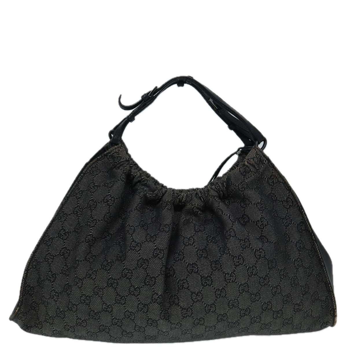GUCCI GG Canvas Hand Bag Black Silver 76554 87781