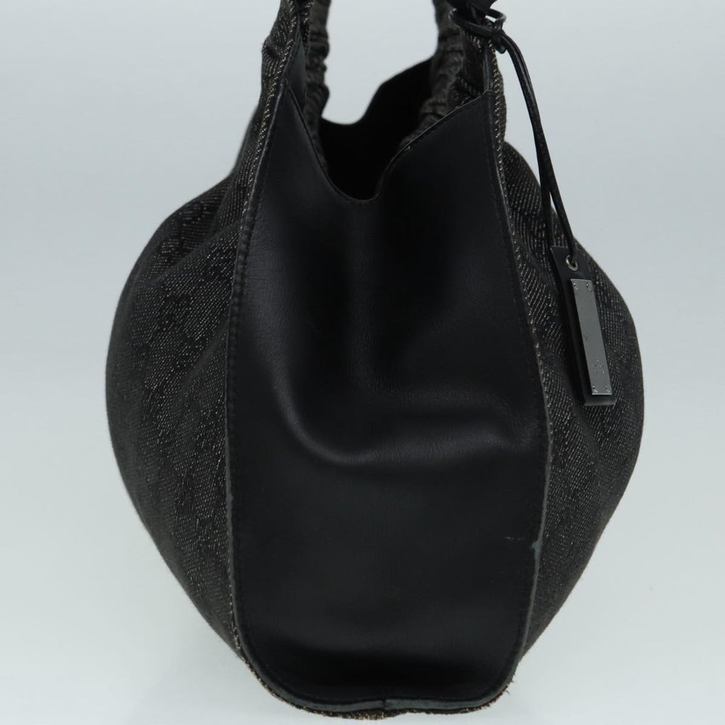 GUCCI GG Canvas Hand Bag Black Silver 76554 87781