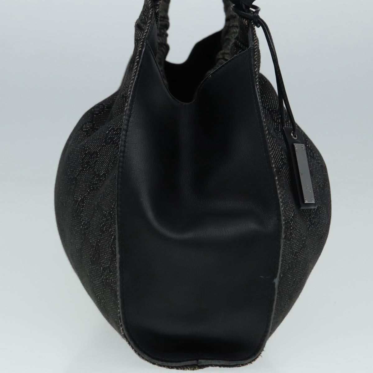 GUCCI GG Canvas Hand Bag Black Silver 76554 87781