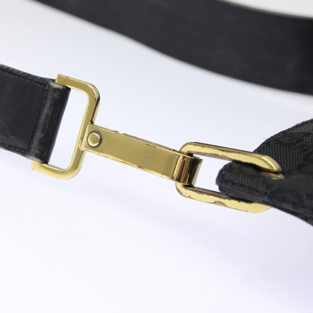 GUCCI GG Canvas Shoulder Bag Black Silver 91761 87782
