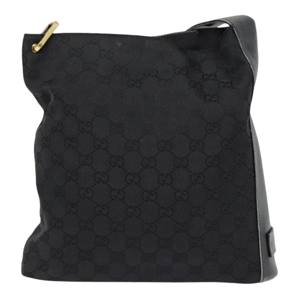 GUCCI GG Canvas Shoulder Bag Black Silver 91761 87782