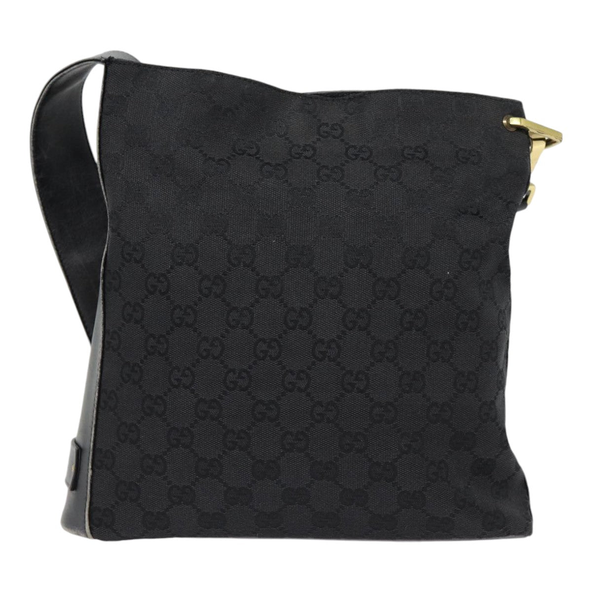 GUCCI GG Canvas Shoulder Bag Black Silver 91761 87782