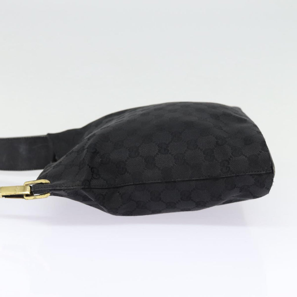 GUCCI GG Canvas Shoulder Bag Black Silver 91761 87782