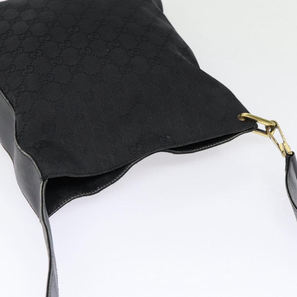 GUCCI GG Canvas Shoulder Bag Black Silver 91761 87782