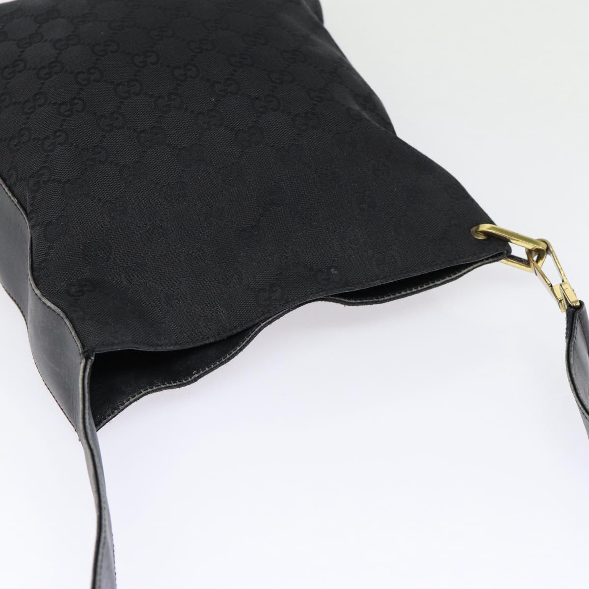 GUCCI GG Canvas Shoulder Bag Black Silver 91761 87782