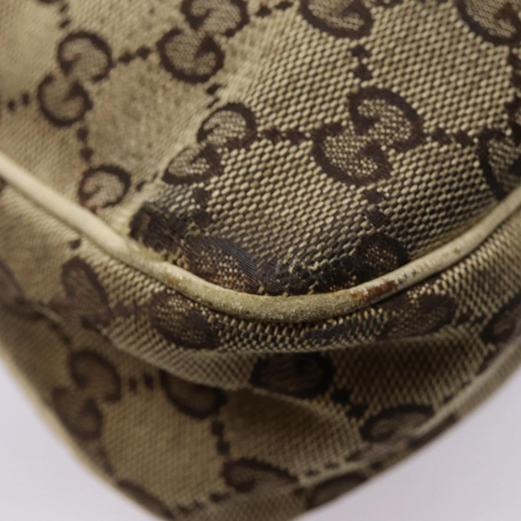 GUCCI GG Canvas Shoulder Bag Beige White gold 121023 87783