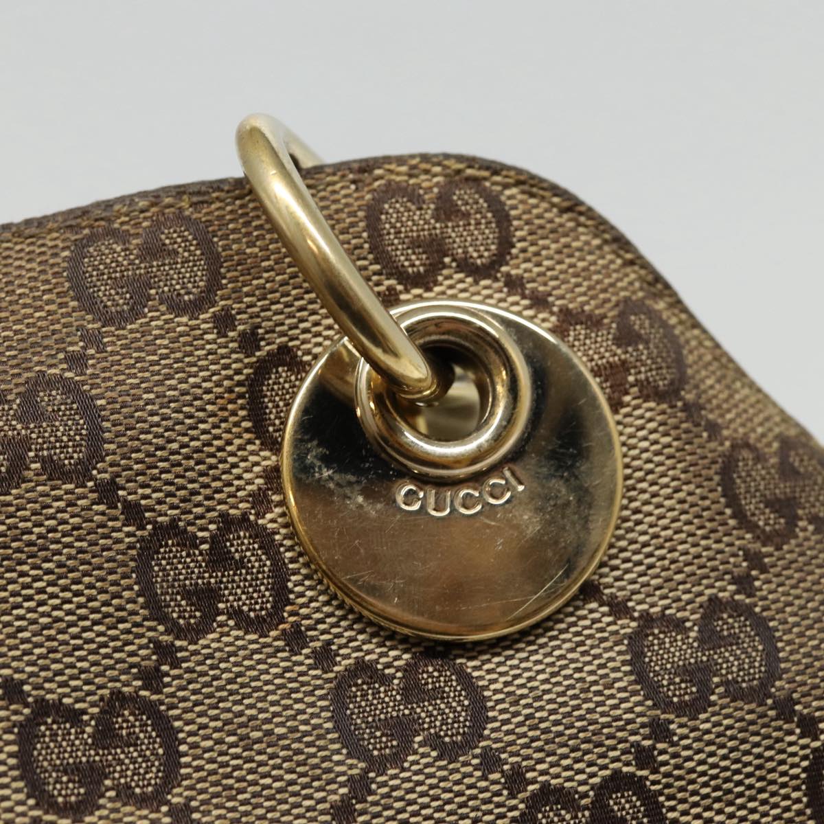 GUCCI GG Canvas Shoulder Bag Beige White gold 121023 87783
