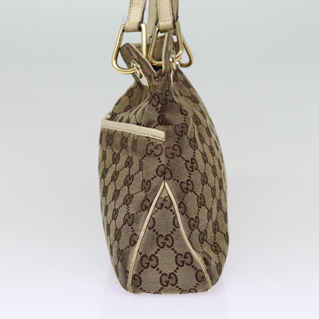 GUCCI GG Canvas Shoulder Bag Beige White gold 121023 87783