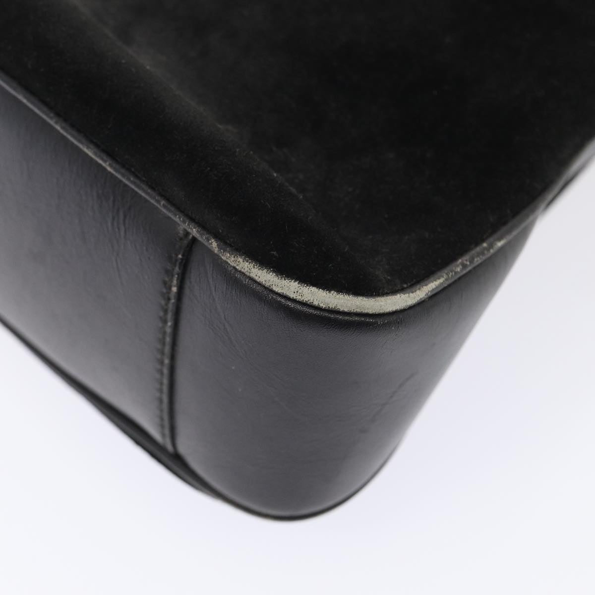 GUCCI Bamboo Hand Bag Suede Black Gold 001 1705 1638 87785