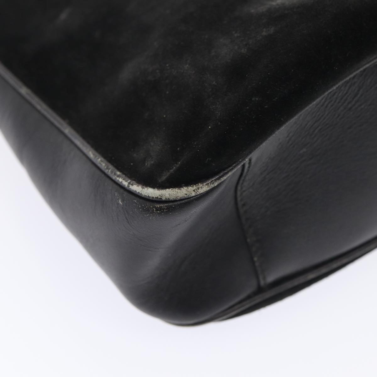 GUCCI Bamboo Hand Bag Suede Black Gold 001 1705 1638 87785