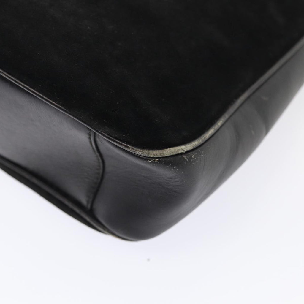 GUCCI Bamboo Hand Bag Suede Black Gold 001 1705 1638 87785