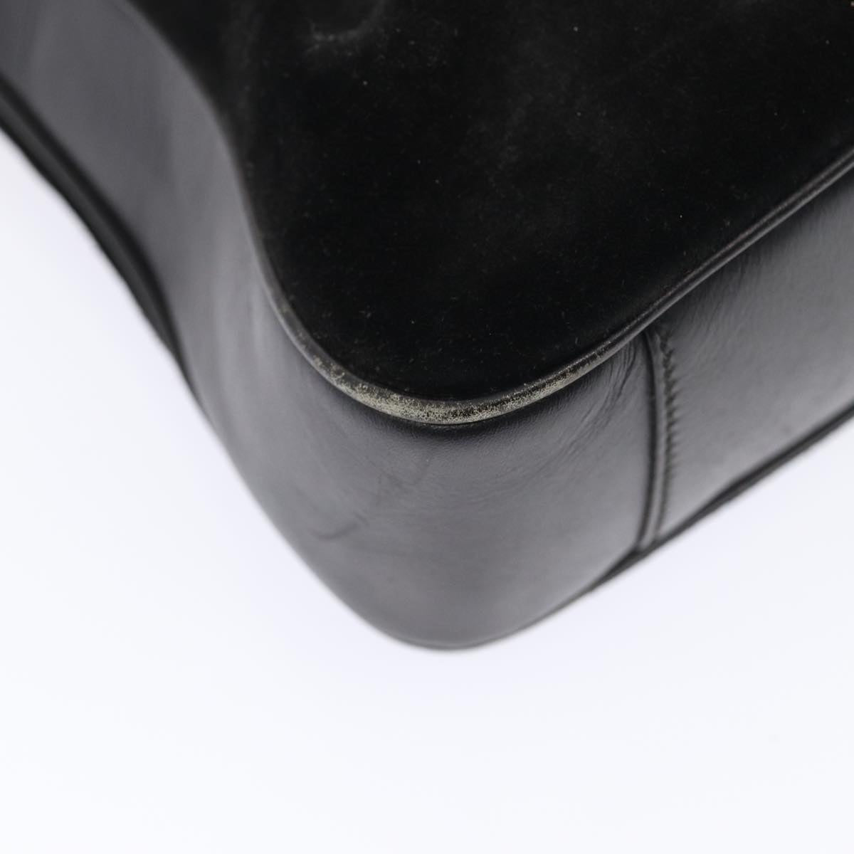 GUCCI Bamboo Hand Bag Suede Black Gold 001 1705 1638 87785