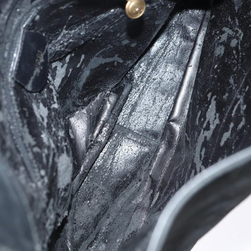 GUCCI Bamboo Hand Bag Suede Black Gold 001 1705 1638 87785