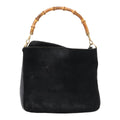 GUCCI Bamboo Hand Bag Suede Black Gold 001 1705 1638 87785