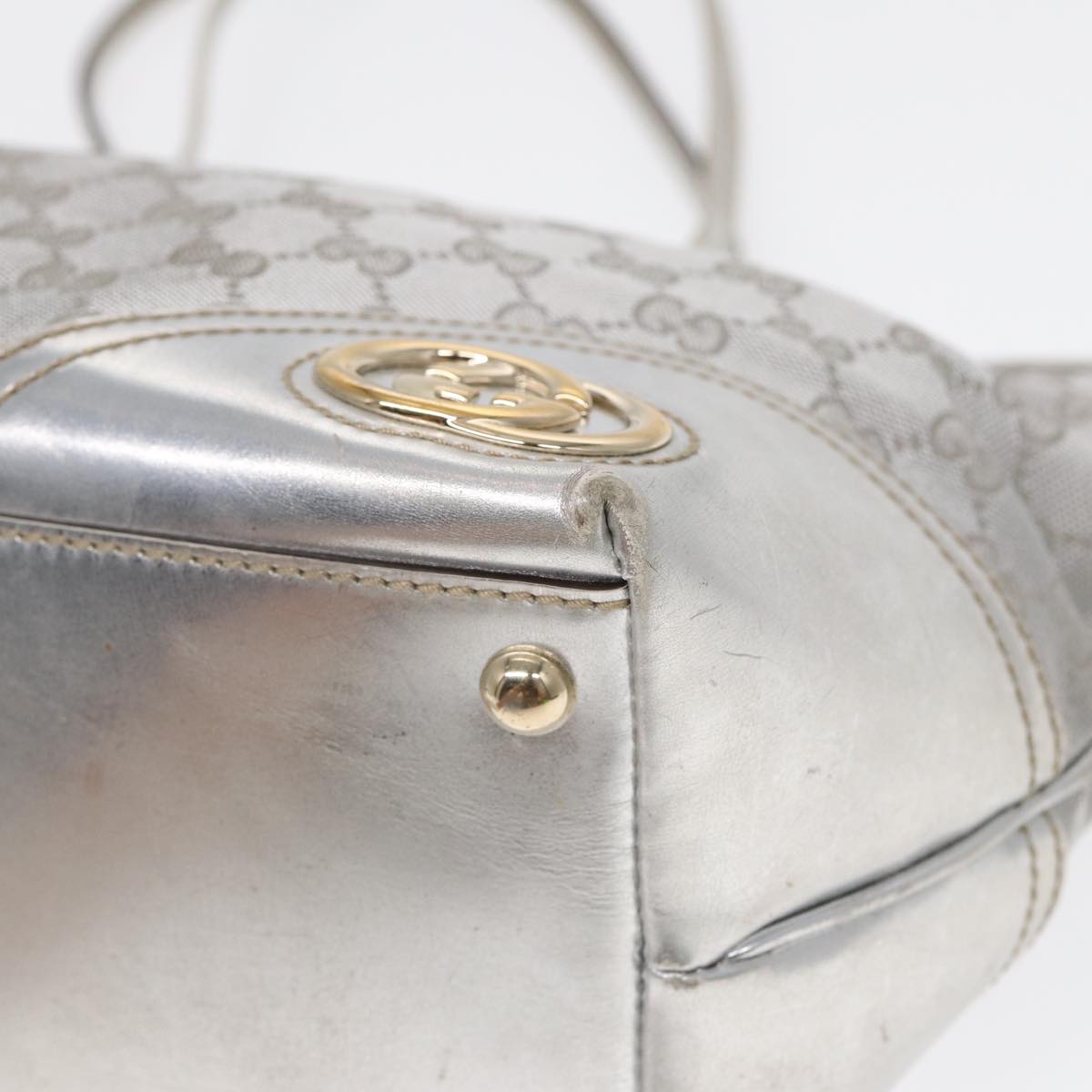 GUCCI GG Canvas Tote Bag Silver 87799