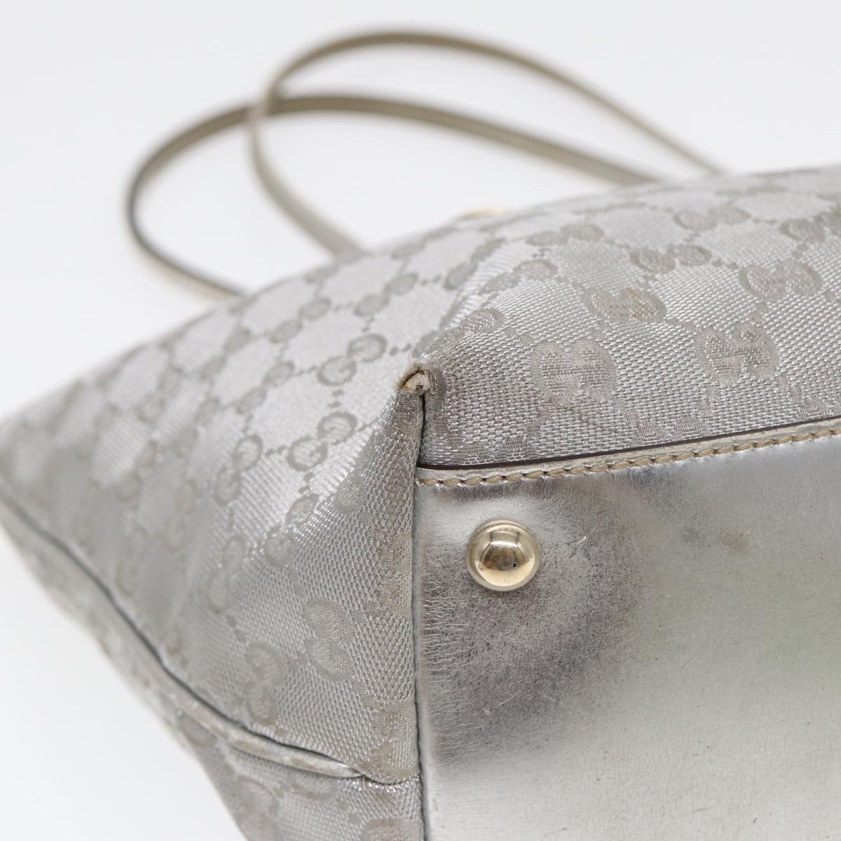 GUCCI GG Canvas Tote Bag Silver 87799