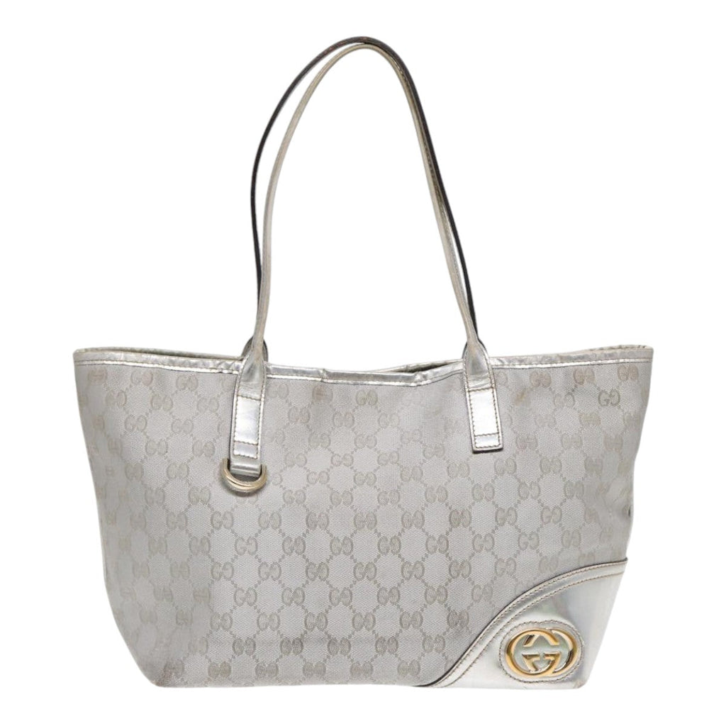 GUCCI GG Canvas Tote Bag Silver 87799