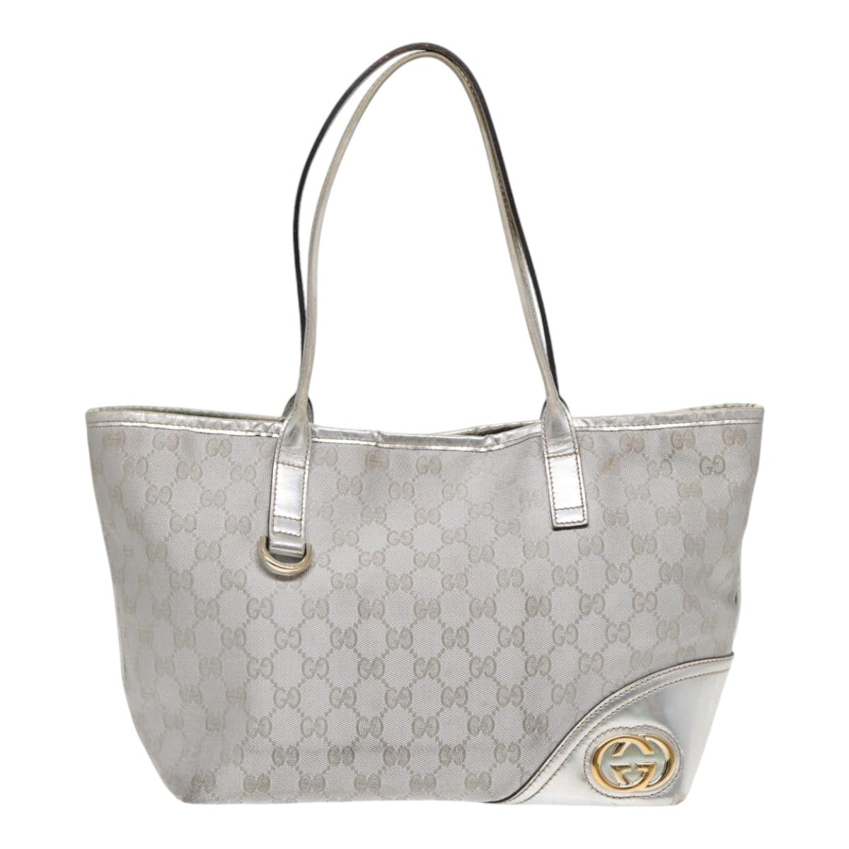 GUCCI GG Canvas Tote Bag Silver 87799