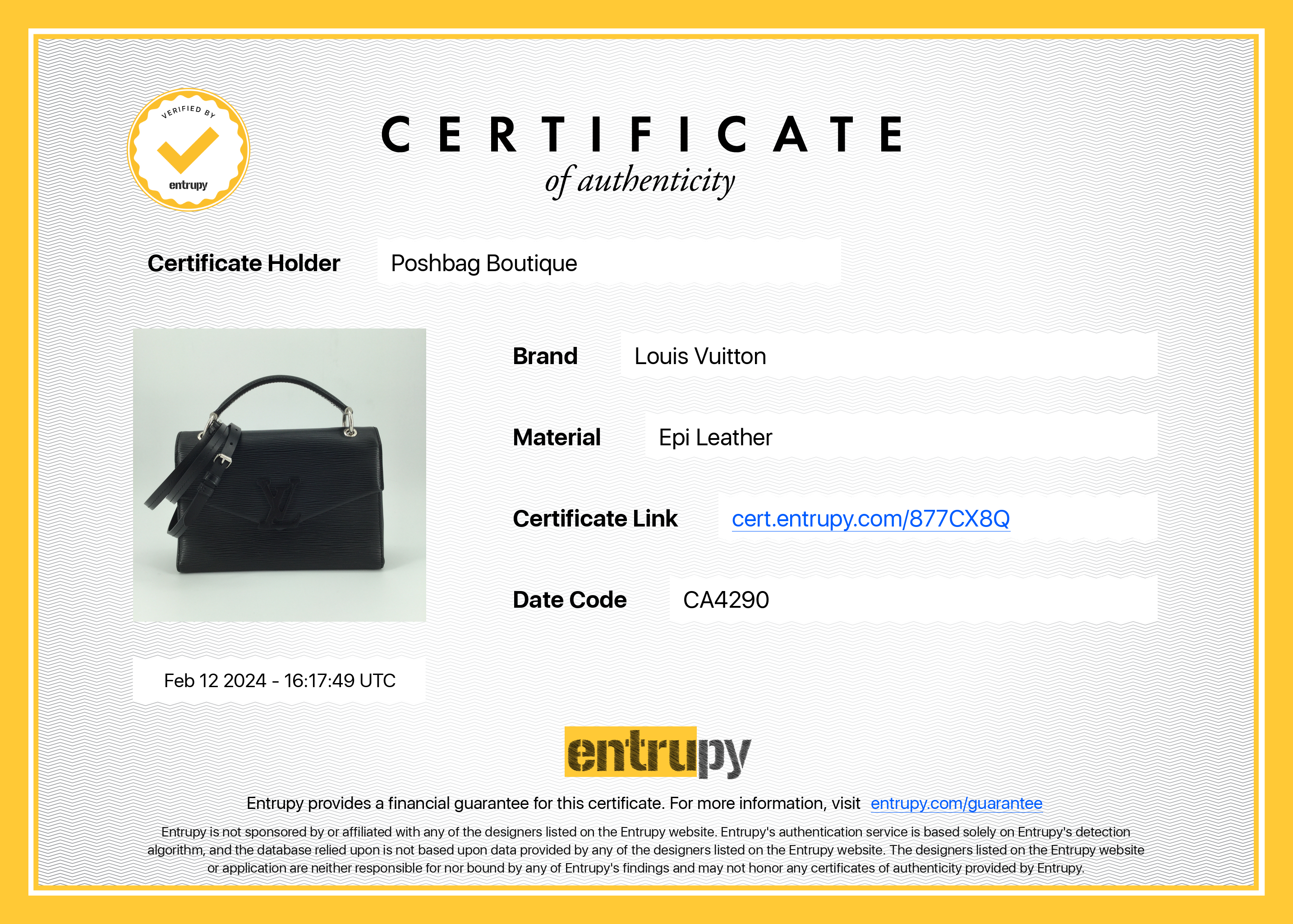 Louis Vuitto Pochette Grenelle Black Epi Leather Bag