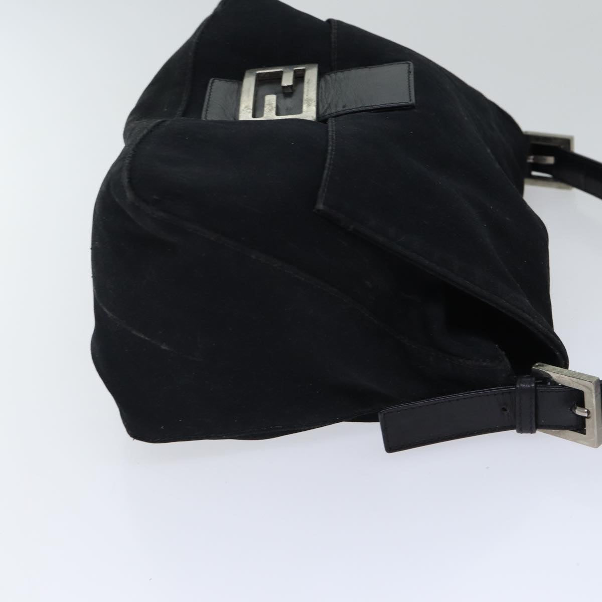 FENDI Mamma Baguette Shoulder Bag Nylon Black Silver 87809