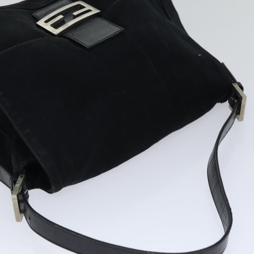 FENDI Mamma Baguette Shoulder Bag Nylon Black Silver 87809