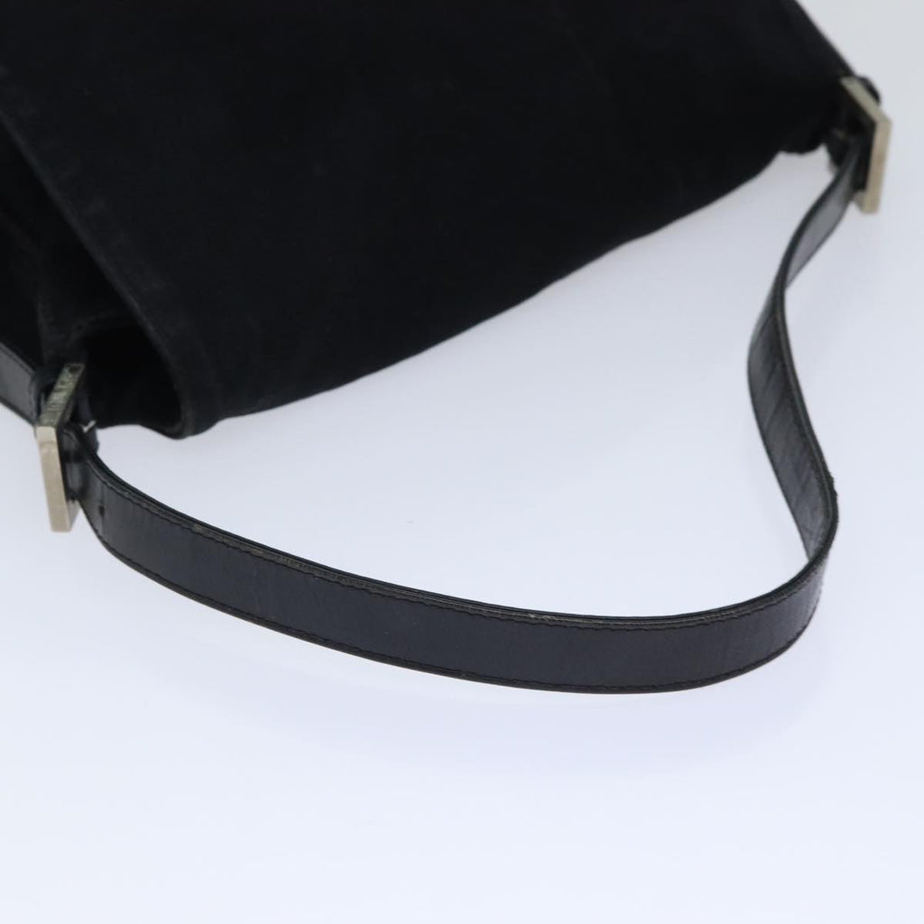 FENDI Mamma Baguette Shoulder Bag Nylon Black Silver 87809