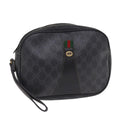 GUCCI GG Supreme Web Sherry Line Clutch Bag PVC Black Gold 156 01 034 87865