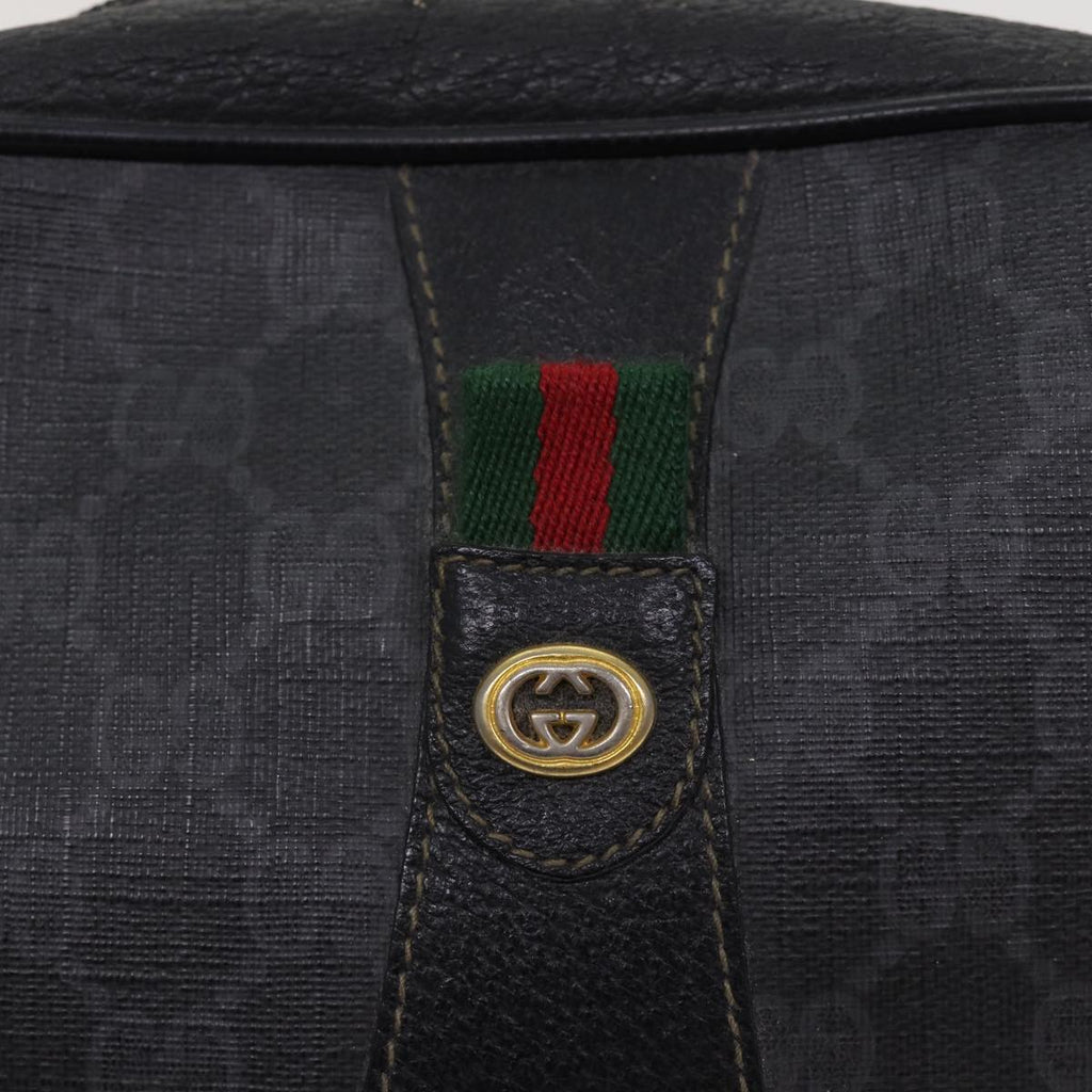 GUCCI GG Supreme Web Sherry Line Clutch Bag PVC Black Gold 156 01 034 87865